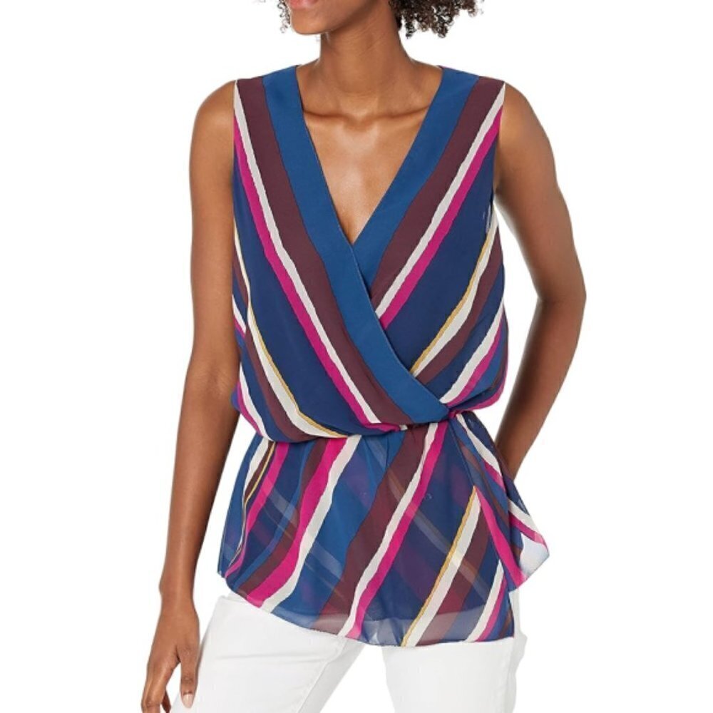 Trina Turk 'Stellar' Striped Surplice Sleeveless Top, Multicolor